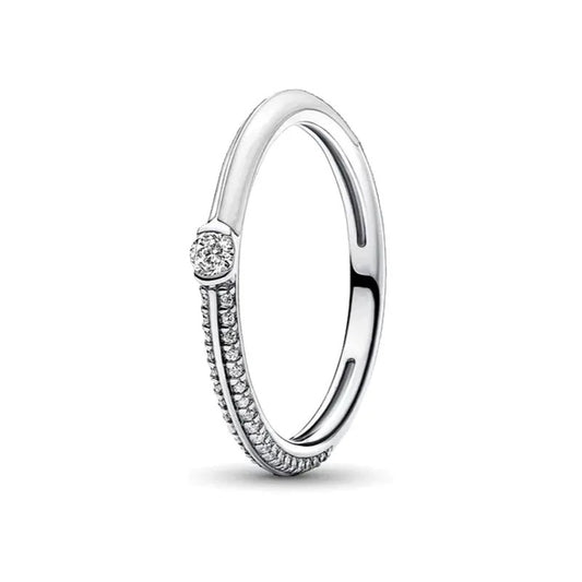 Anillo Dual Blanco y Pavé