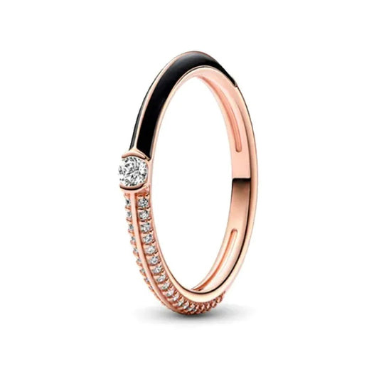 Anillo Dual Negro y Pavé