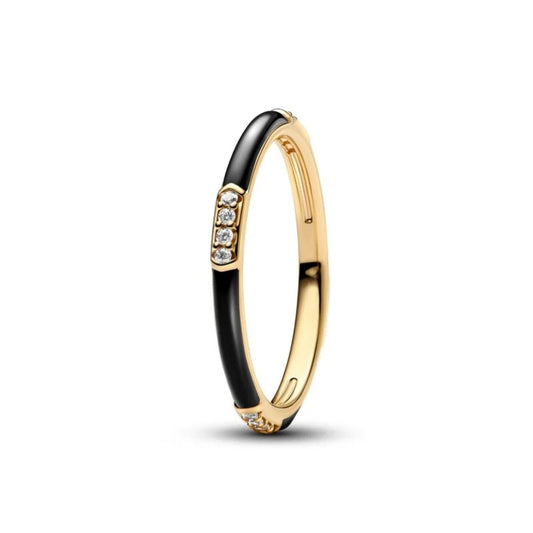 Anillo Esmalte Negro y Gemas