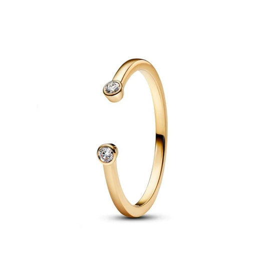 Anillo Abierto Doble Diamante