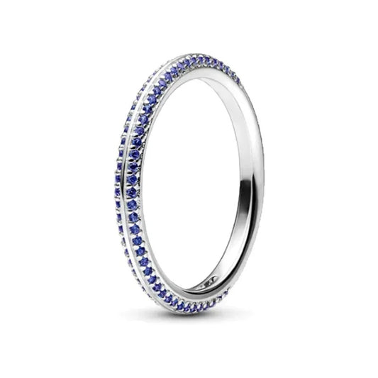 Anillo Pavé Azul Brillante
