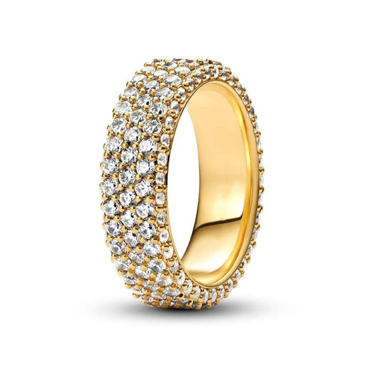 Anillo Fila Triple en Pavé
