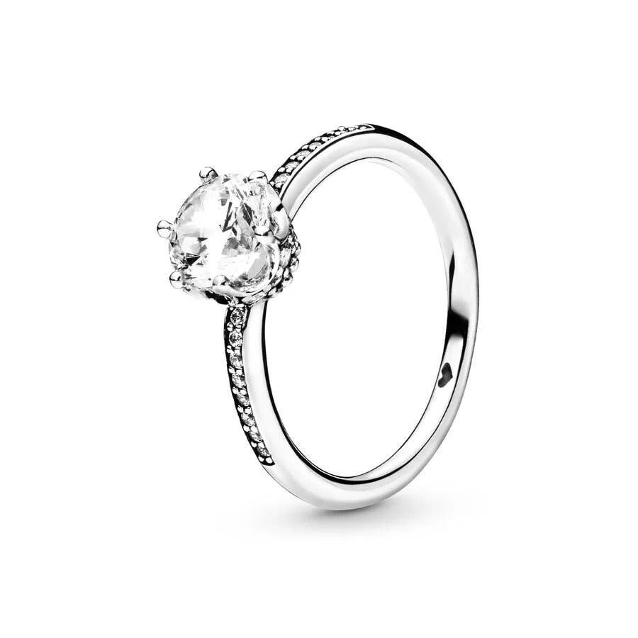 Anillo Solitario Corona Brillante Transparente