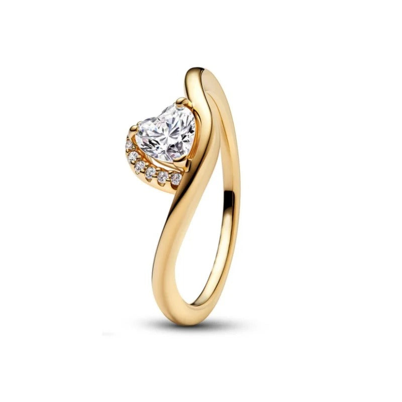 Anillo Corazón Ondulado
