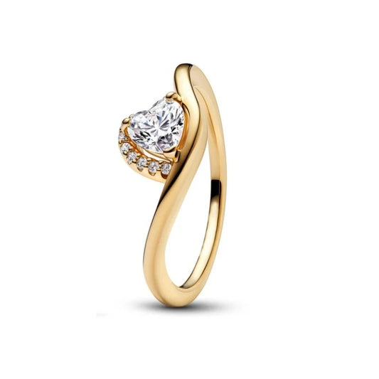 Anillo Corazón Ondulado