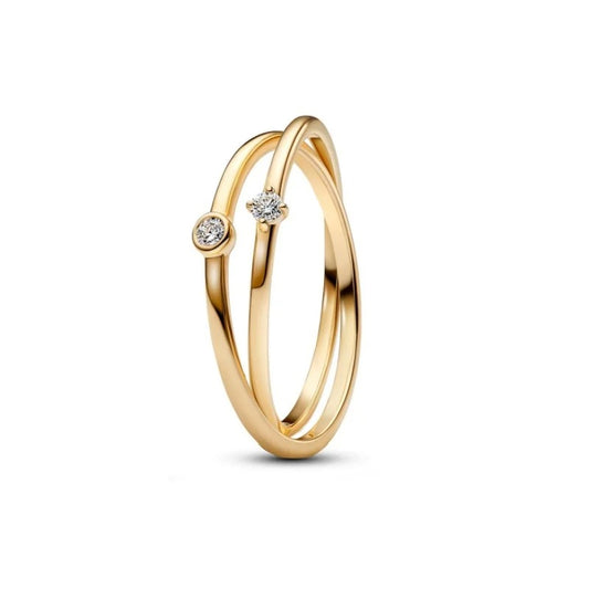 Anillo Doble Cruzada con Diamantes