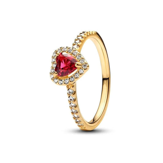 Anillo Corazón Nivelado Rojo Brillante