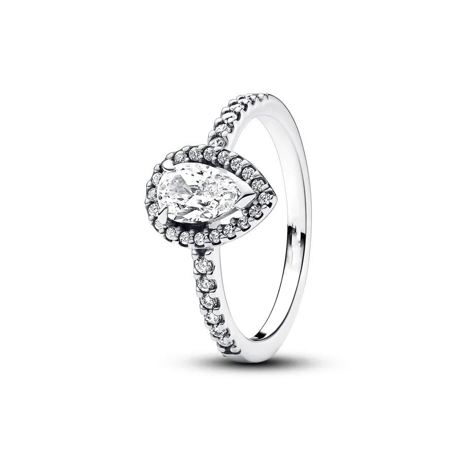 Anillo Halo Brillante Corte Pera