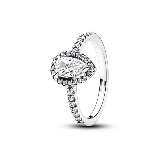 Anillo Halo Brillante Corte Pera
