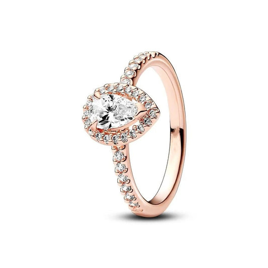 Anillo Halo Brillante Corte Pera