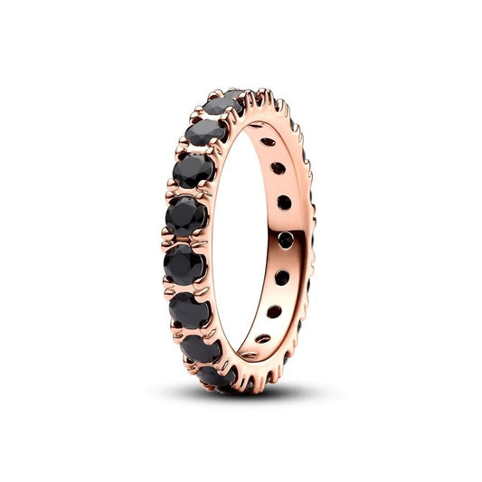 Anillo Esmalte Negro y Gemas