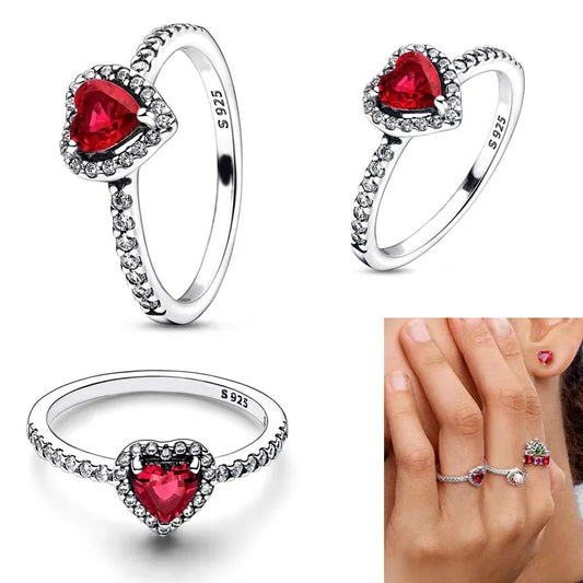 Anillo Corazón Nivelado Rojo Brillante