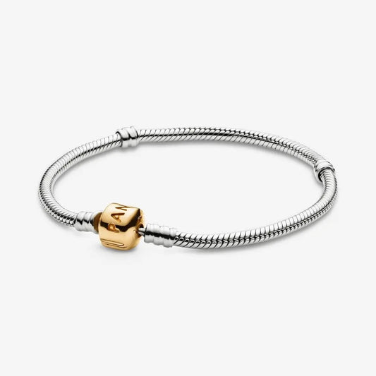 Pulsera  Cadena Serpiente con logo dorado